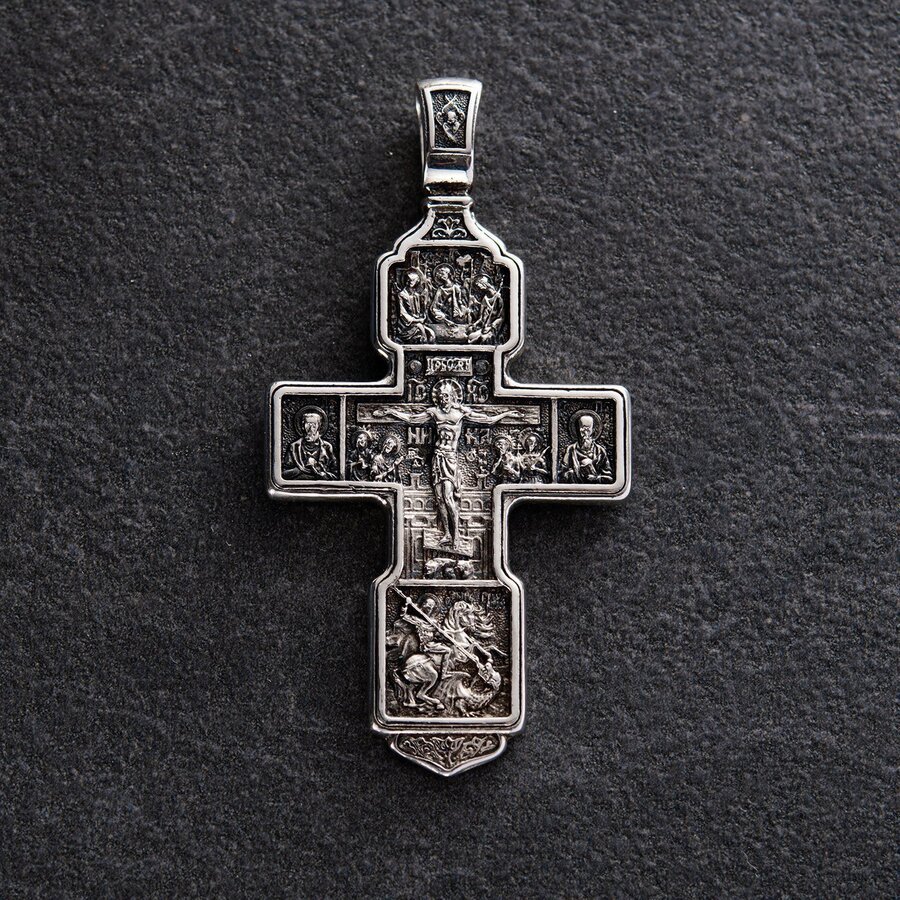 Серебряный крест с чернением 132694