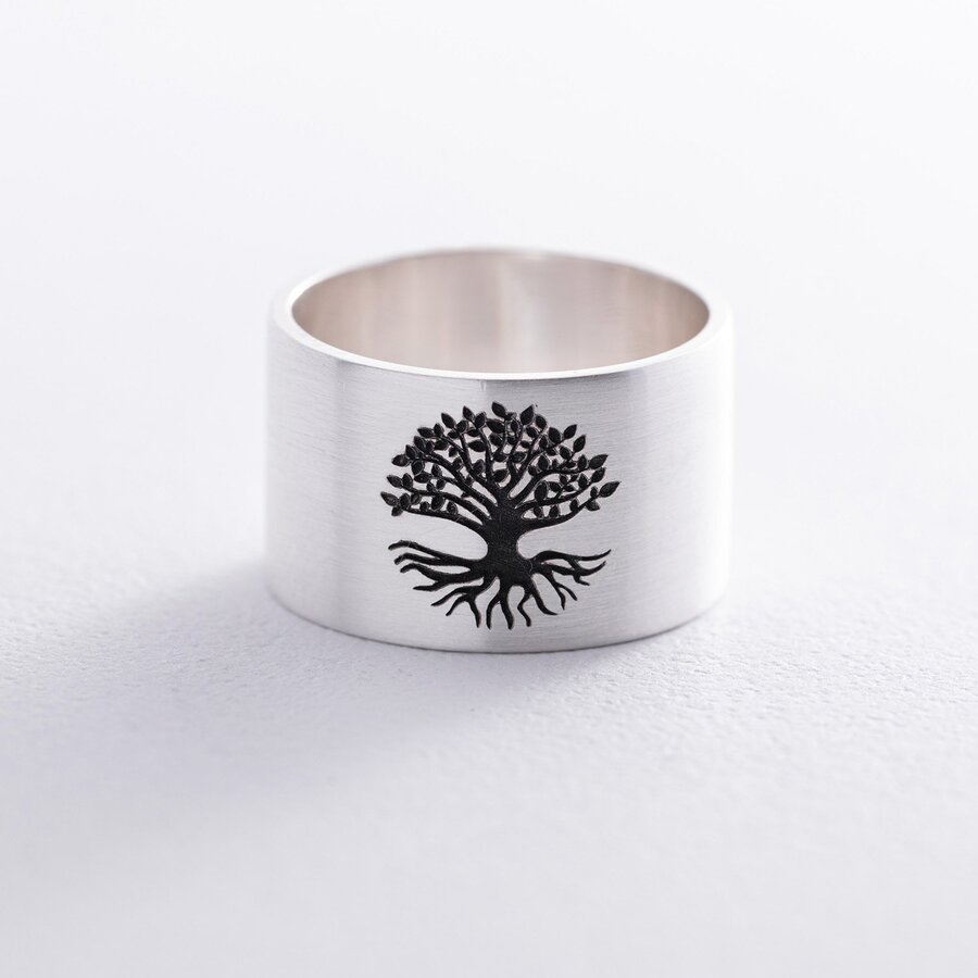 Серебряное кольцо с гравировкой "Древо жизни" 112143древо