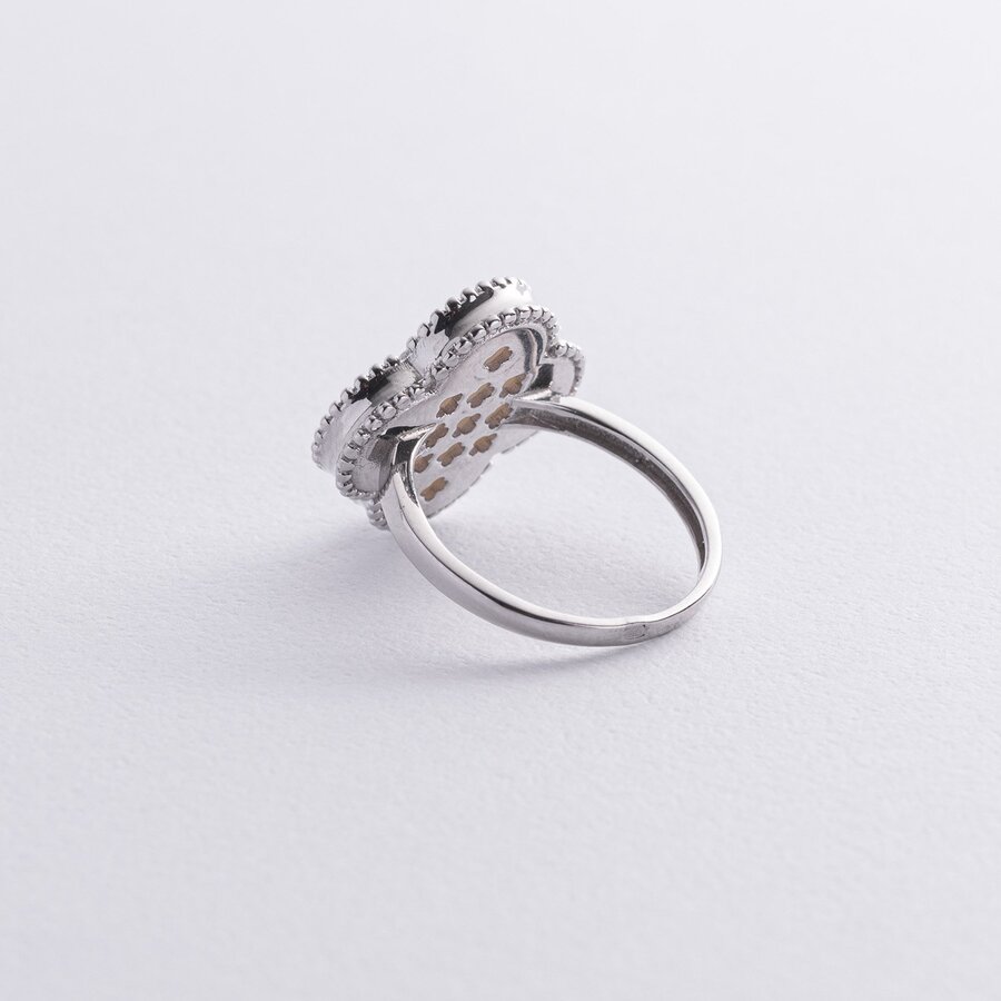 Серебряное кольцо "Клевер" (перламутр) 112769