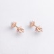 Сережки-пусети у червоному золоті з перлами с09802