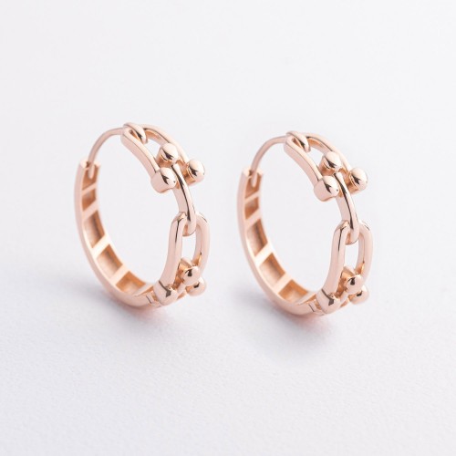 Сережки - кільця "Фантазія" в червоному золоті с09586