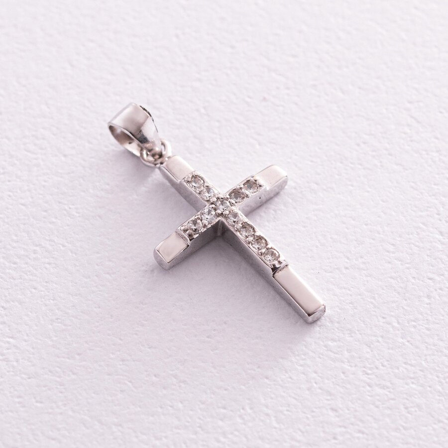 Срібний хрестик з фіанітами 132060