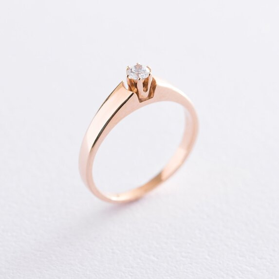 Золотое помолвочное кольцо с фианитом к04918