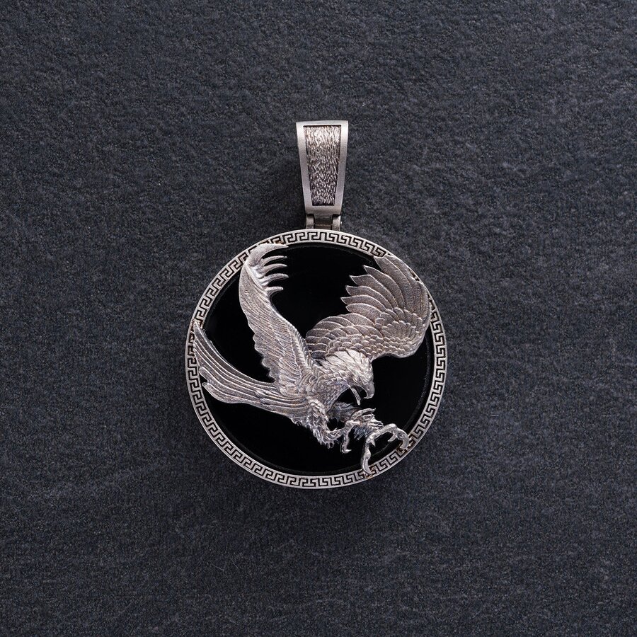 Срібний кулон "Орел" (онікс) 1250