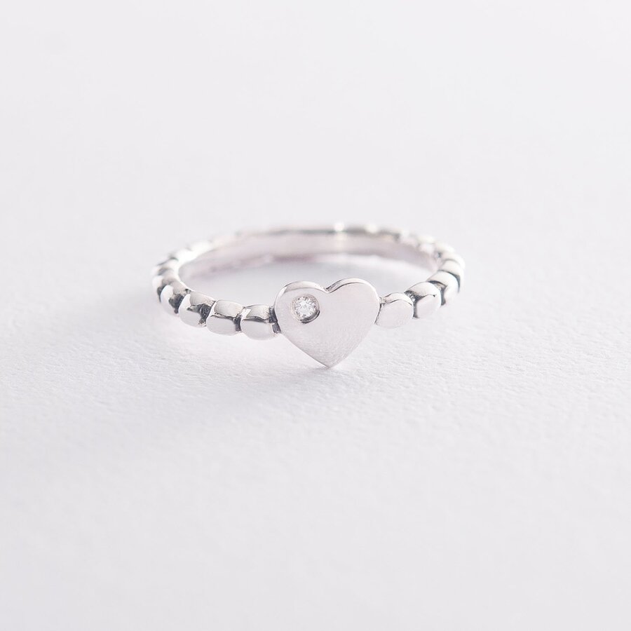 Серебряное кольцо "Сердечко" с фианитом 112275