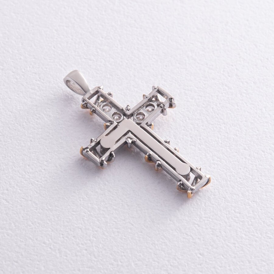 Срібний хрестик з фіанітами (позолота) 897