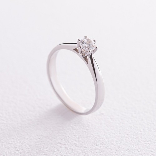 Помолвочное кольцо с фианитом (белое золото) к07171