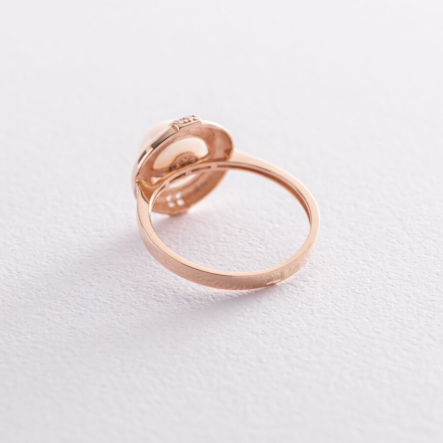 Золотое кольцо (жемчуг, фианиты) к06579