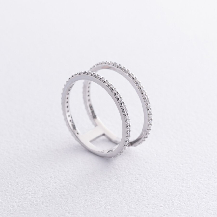 Двойное серебряное кольцо с фианитами OR106010
