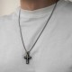 Срібний хрест "Розп'яття. Спаси і Збережи" з ебеновим деревом mini 1340
