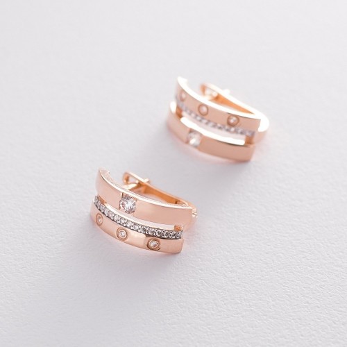 Серьги золотые с фианитами с04534