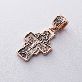 Золотой православный крест "Господь Вседержитель. Икона Божией Матери "Семистрельная" п02532