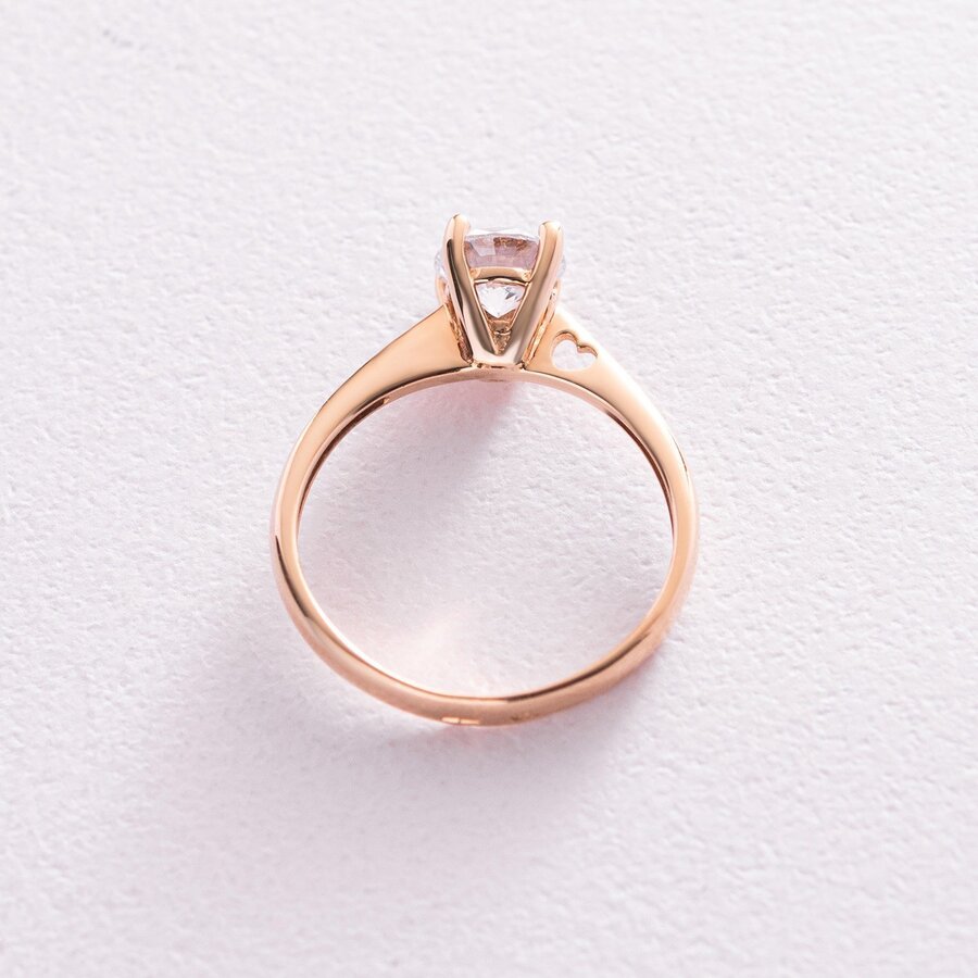 Золотое помолвочное кольцо c сердечком (фианит) к02908