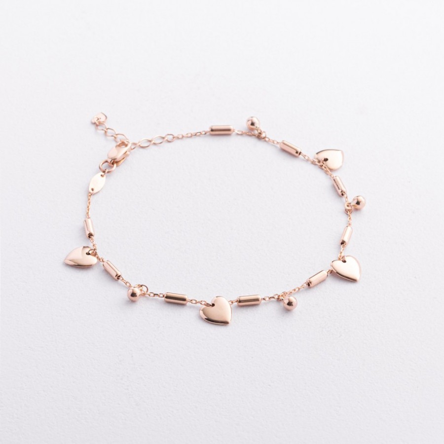 Золотий браслет "Сердечки" б05822