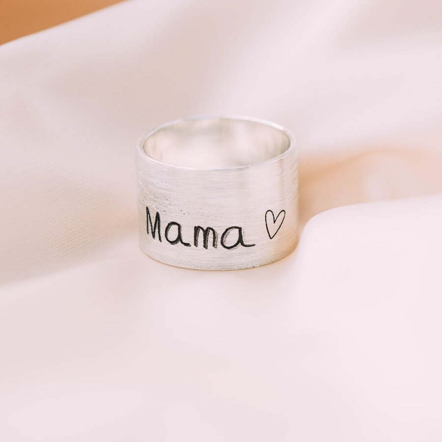 Серебряное кольцо "Мама - почерком Вашего ребенка" 112143мама
