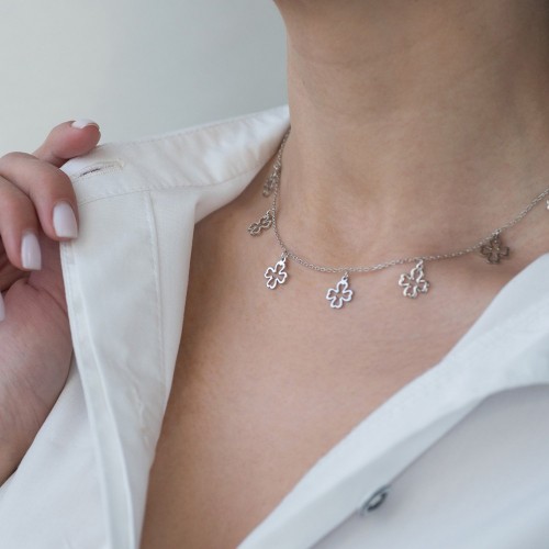 Срібне кольє "Конюшина" 18969