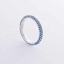 Золотое кольцо с синими сапфирами кб0244sth 16