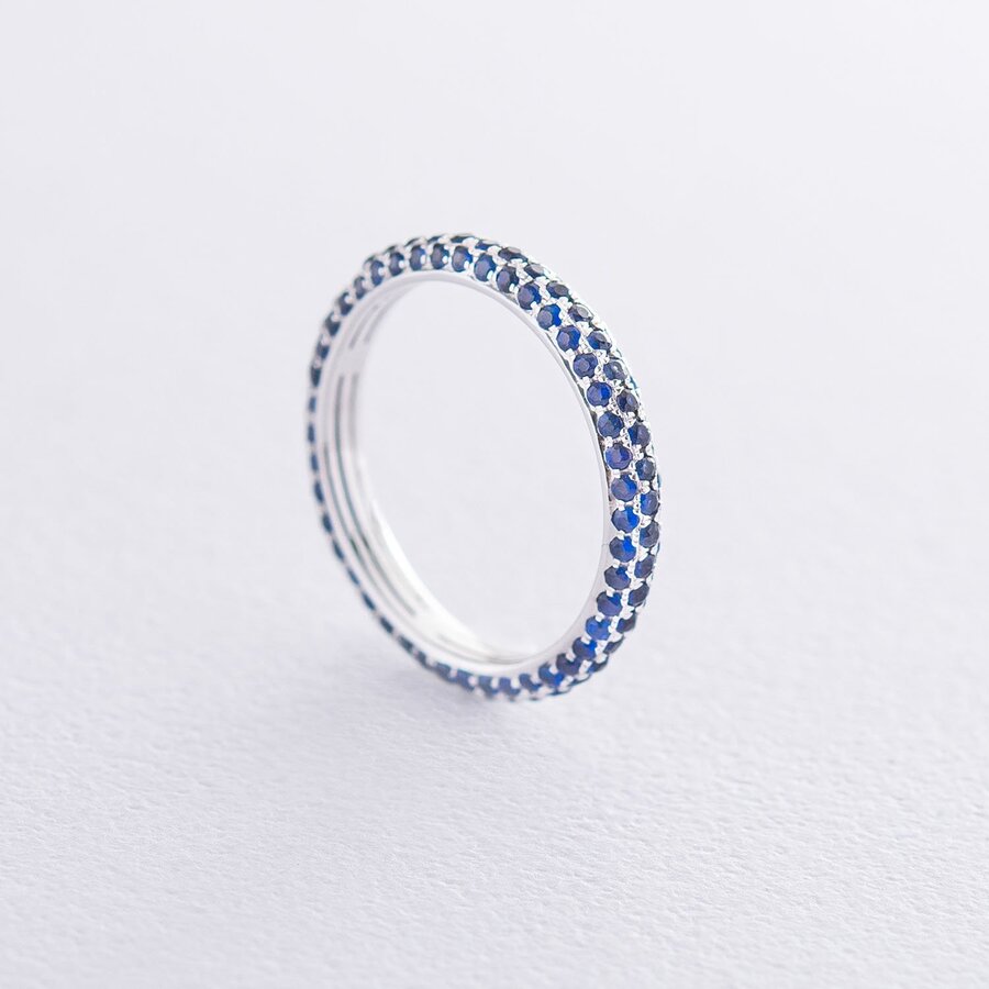 Золотое кольцо с синими сапфирами кб0244sth