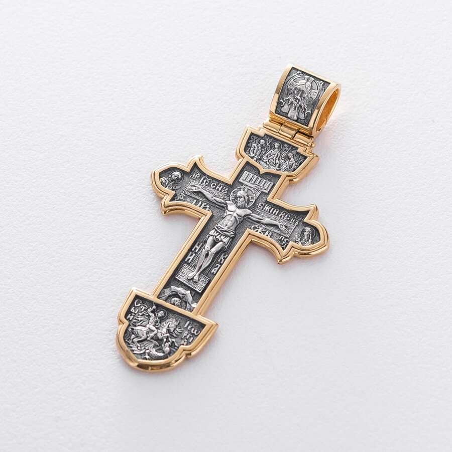 Срібний православний хрест (чорніння, позолота) 132730