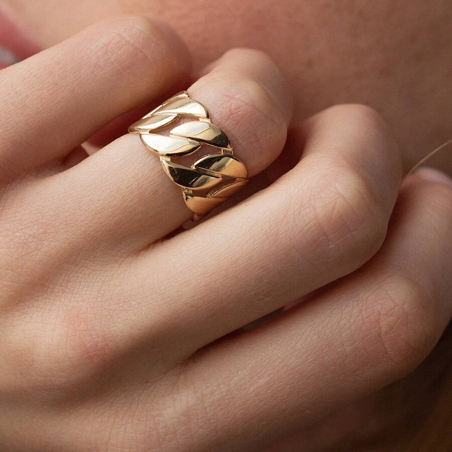 Широкое кольцо "Элизабет" в желтом золоте к07357