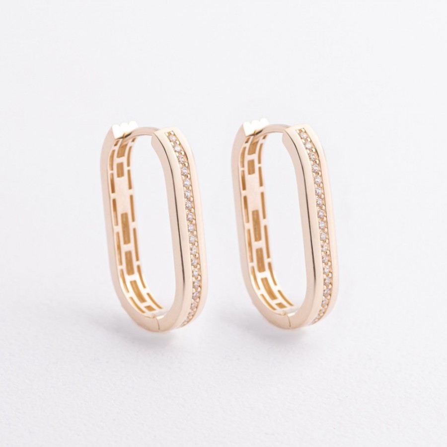 Серьги "Jenny" с фианитами (желтое золото) с09579