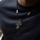 Срібний хрест "Розп'яття. Спаси і Збережи" на шнурку (ебенове дерево) 819