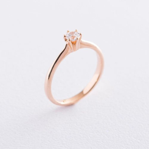 Золота заручальна каблучка з фіанітом к06241