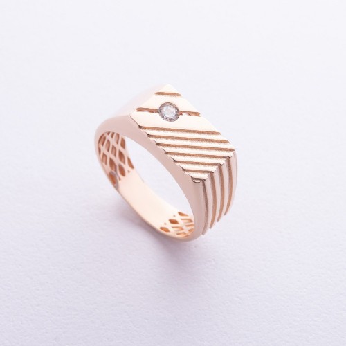 Мужская золотая печатка с фианитом к08223