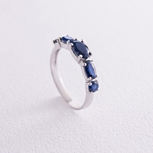 Серебряное кольцо с синтетическими сапфирами 1722/1р-HSPH