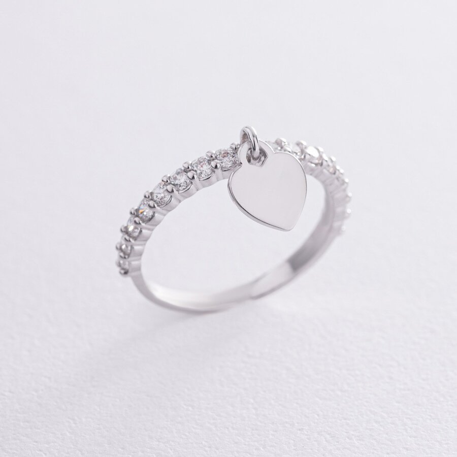 Серебряное кольцо "Сердечко" с фианитами 054780
