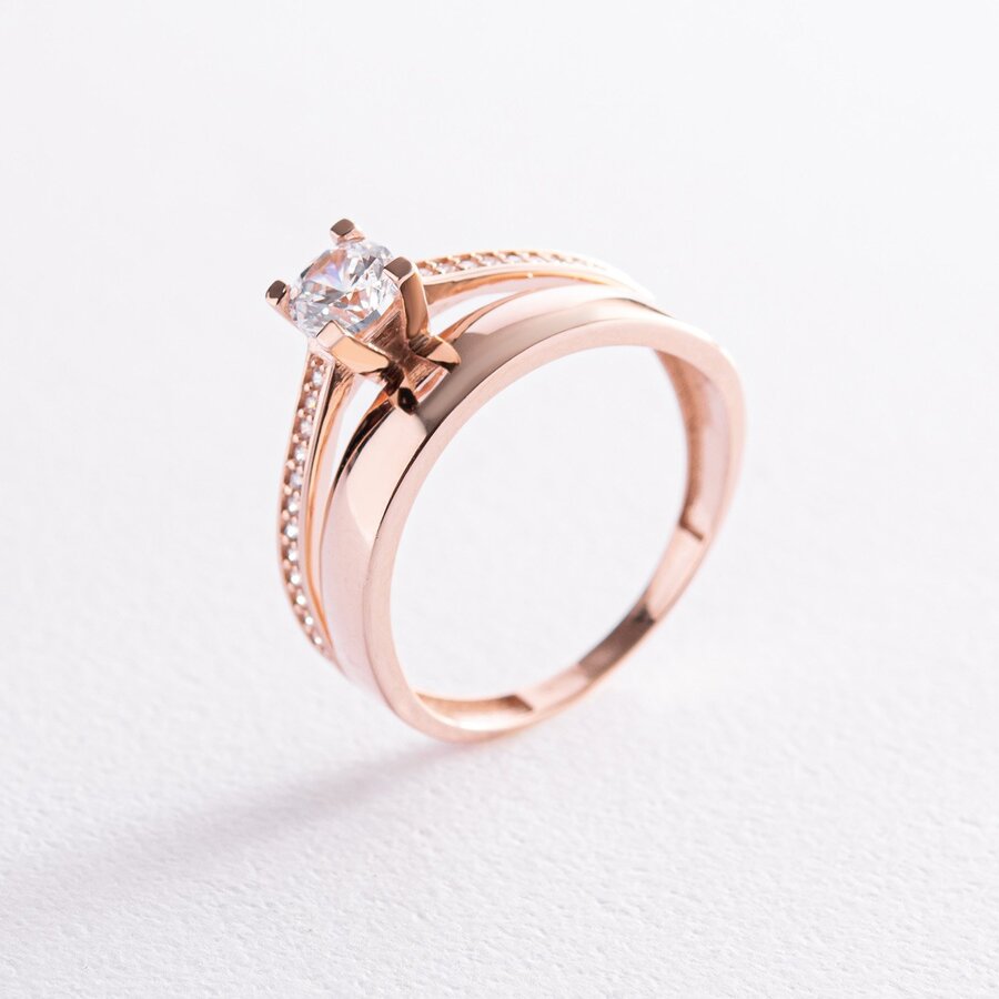 Золотое помолвочное кольцо с фианитами к07018