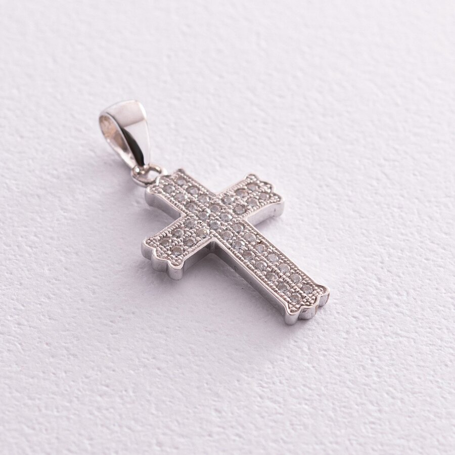 Срібний хрестик з фіанітами 132100