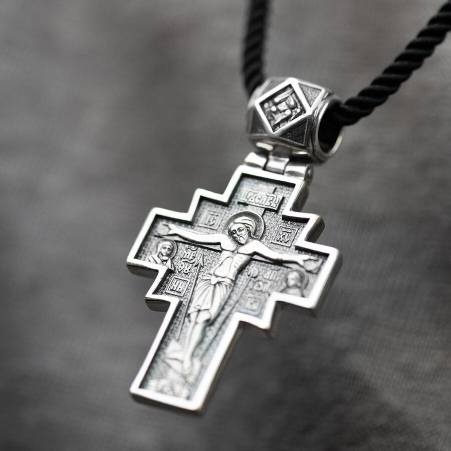 Серебряный православный крест с чернением 132488