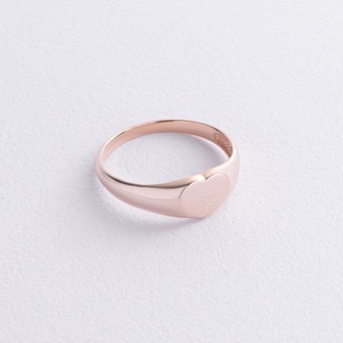 Кольцо "Сердечко" в красном золоте к08149