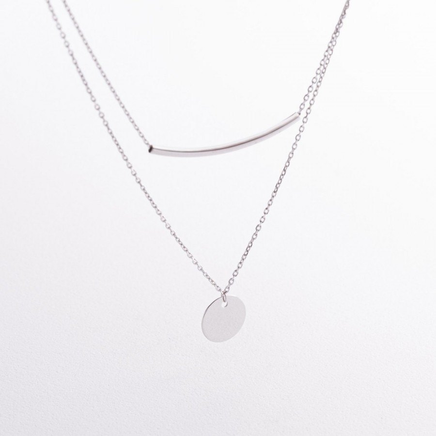 Двойное серебряное колье "Монетка" 908-01104