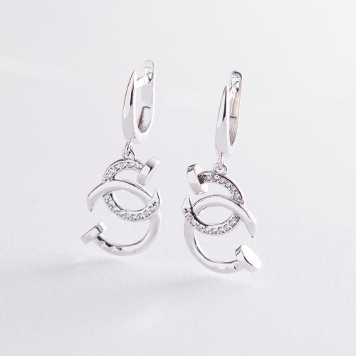 Сережки "Цвяшки" в білому золоті с06744
