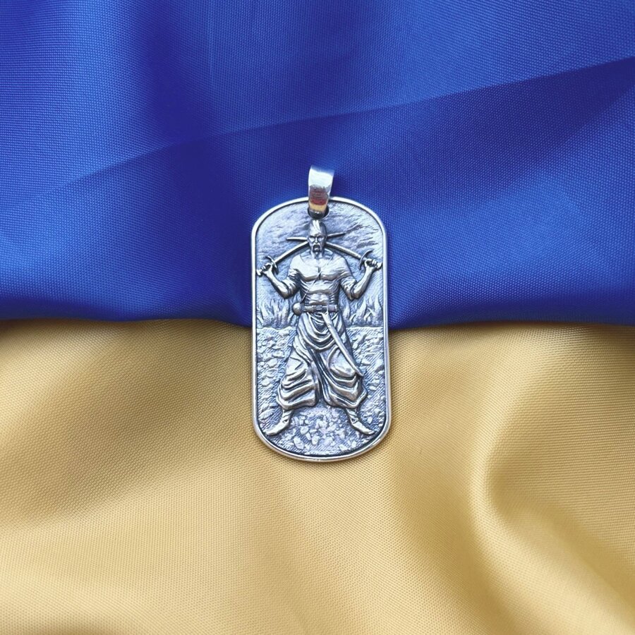 Срібний кулон "Український козак. Молитва українського націоналіста" (можливе індивідуальне гравіювання) 133214
