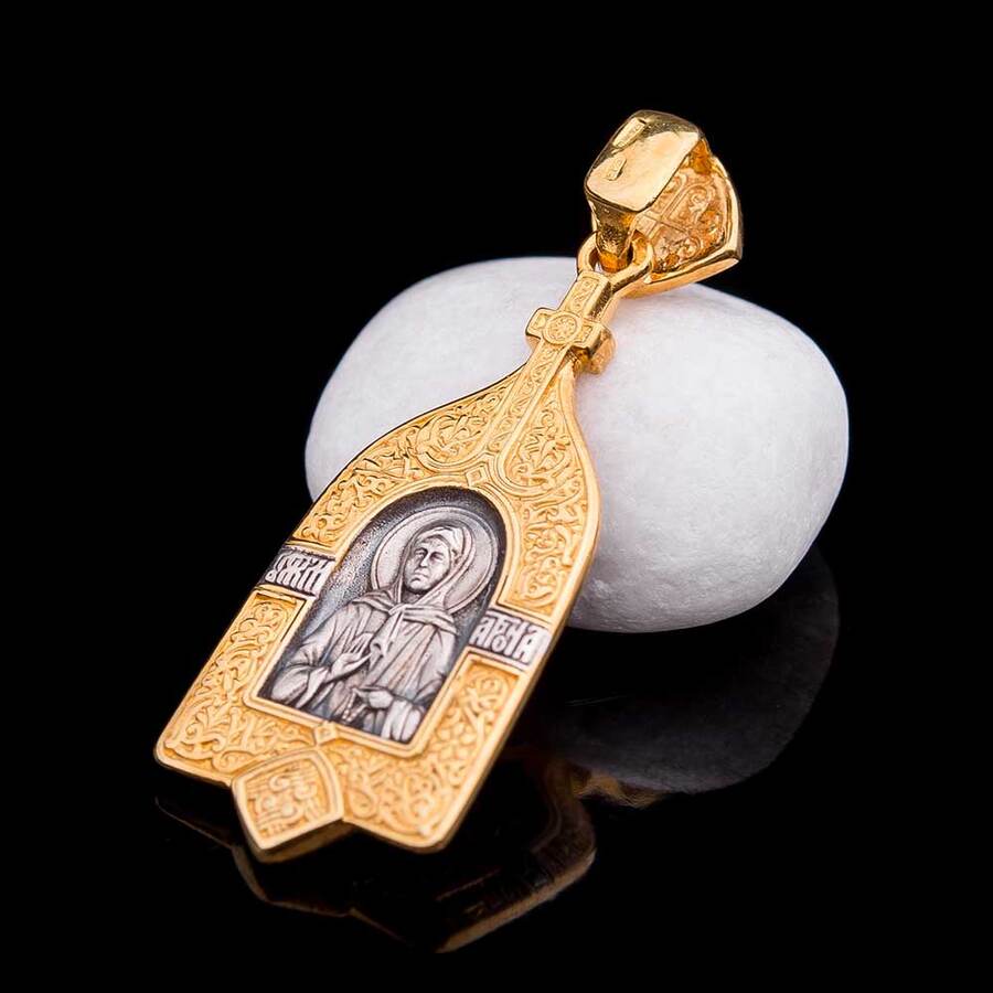 Срібна підвіска Божої Матері з позолотою 131974
