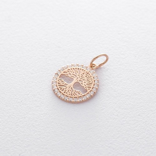 Золотой кулон "Древо жизни" с фианитами п03013