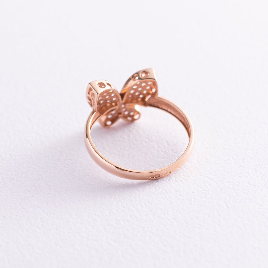 Золотое кольцо "Бабочка" с фианитами к05704
