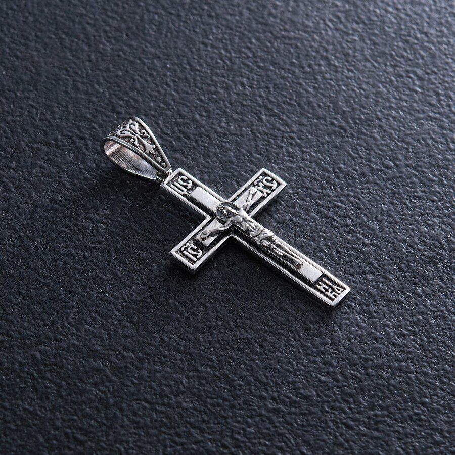 Срібний хрест "Розп'яття. Спаси і Збережи" кду-12