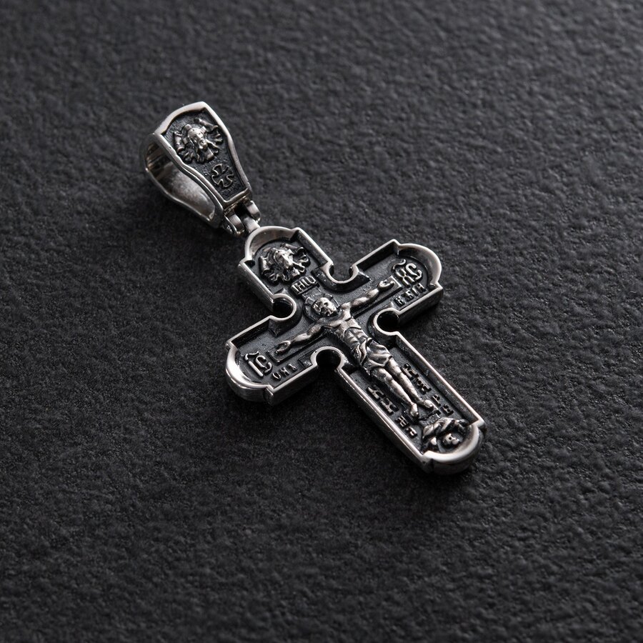 Серебряный крест с распятием (чернение) 132565