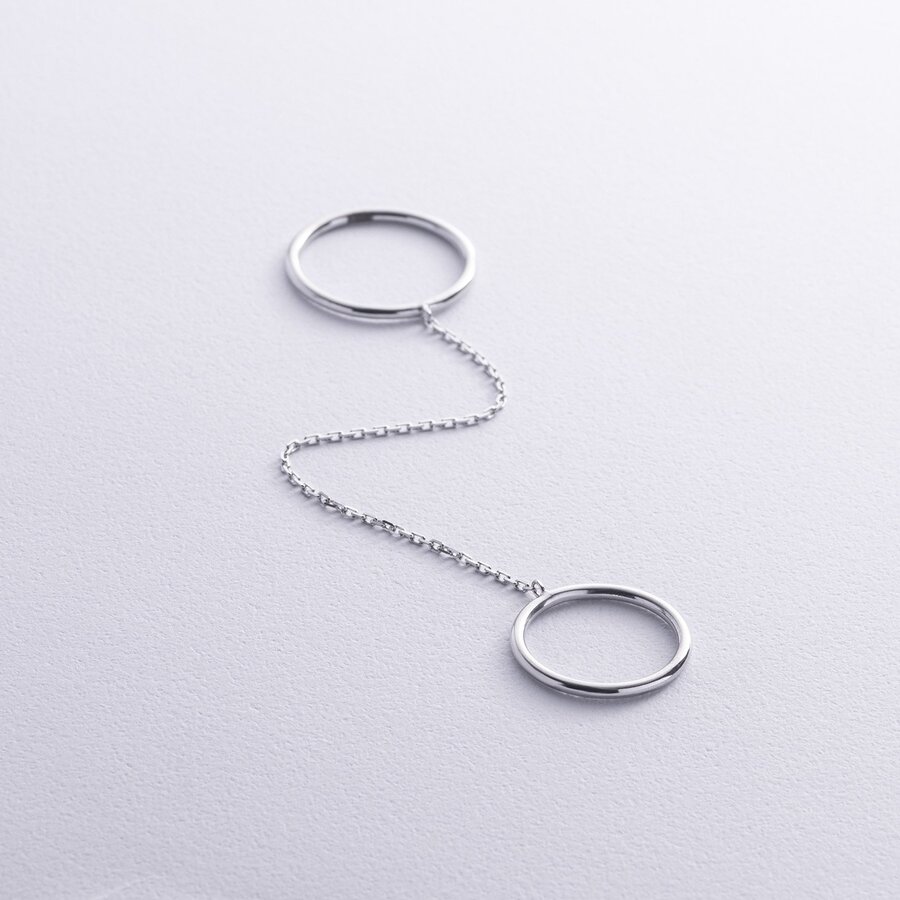 Серебряное двойное кольцо на цепочке 112626