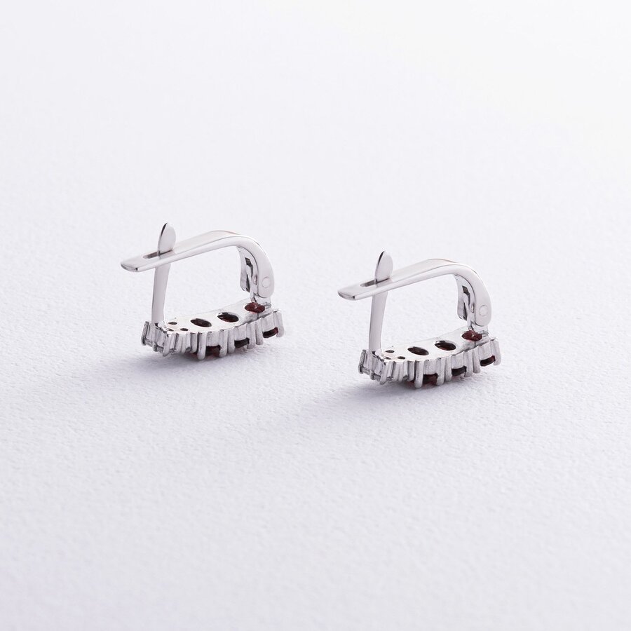 Срібні сережки з піропами і фіанітами GS-02-063-4110