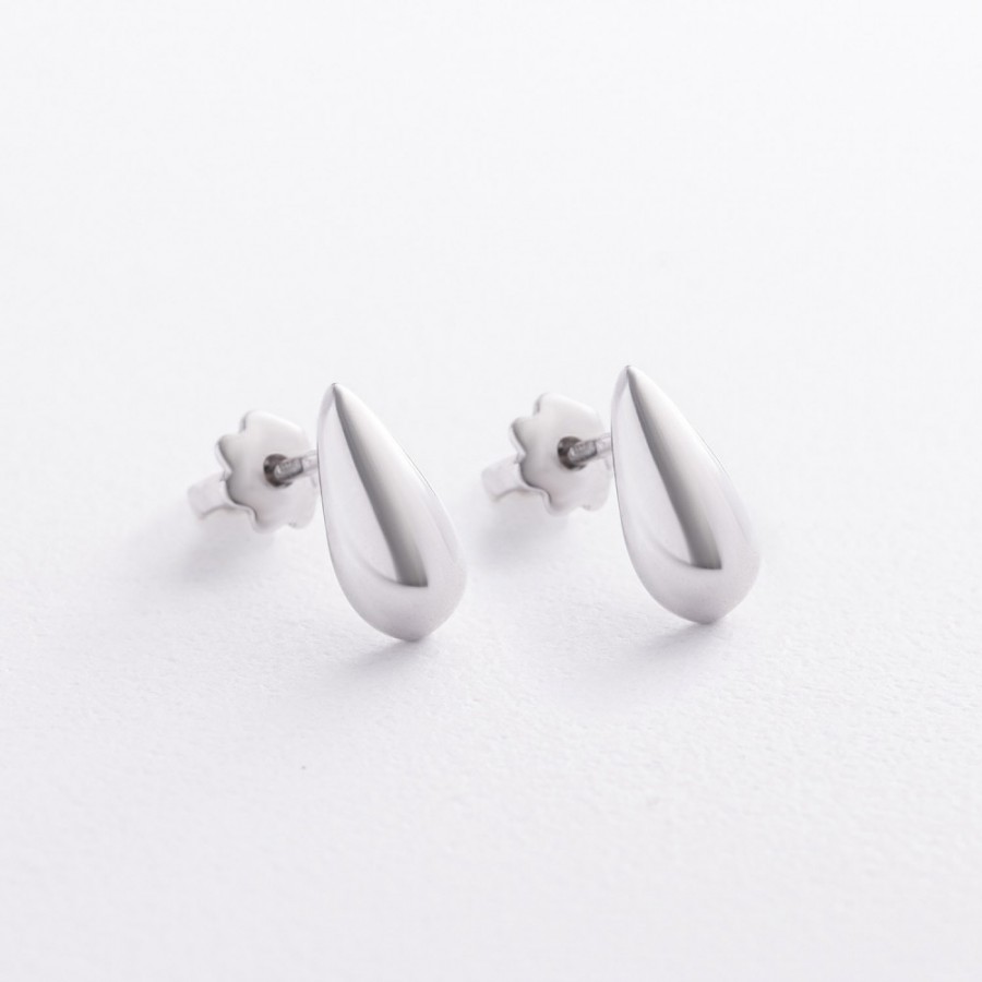 Серебряные серьги - пусеты "Капельки" 902-01372