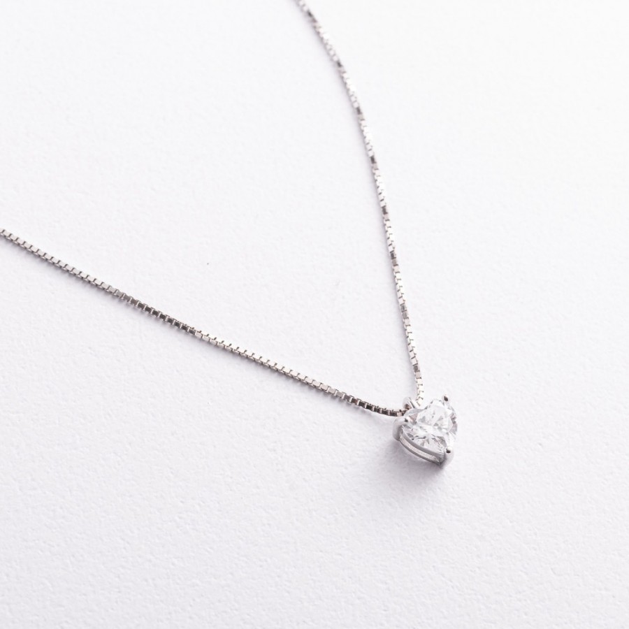 Серебряное колье "Сердце" с фианитом 181371