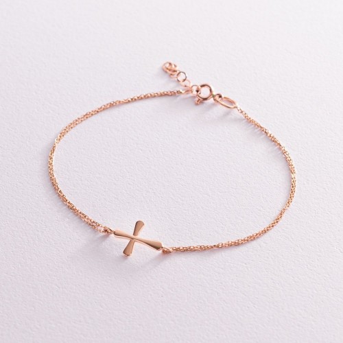 Золотий браслет з хрестиком б02949
