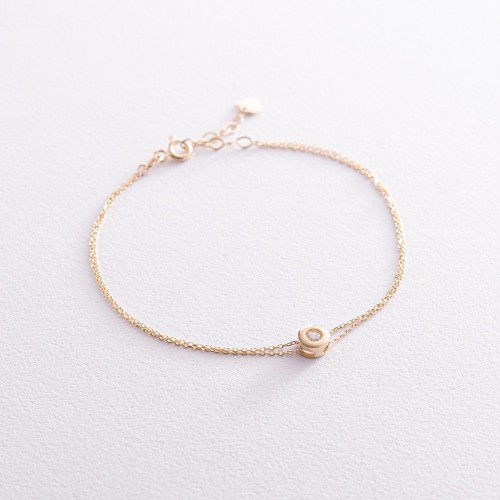 Браслет в желтом золоте с фианитом б04237