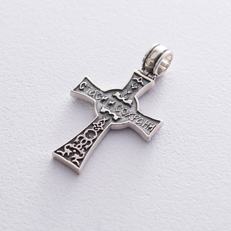 Православный крест "Спаси и Сохрани" с чернением 132474