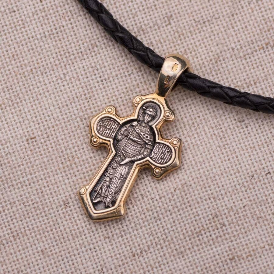 Серебряный крест "Распятие. Великомученик Димитрий Солунский" 131668